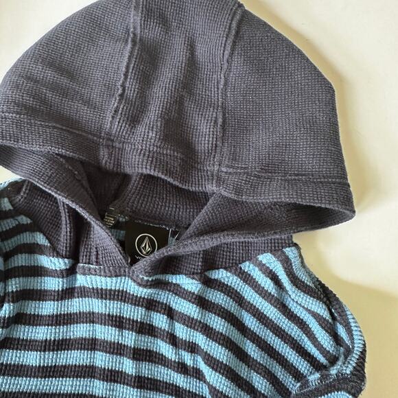 Volcom Boys' Blue Striped Thermal Hoodie - Size 11/12 - Picture 4 of 6